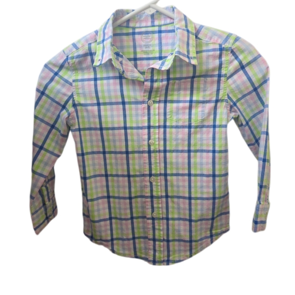 Wonder Nation Men's Pastel Plaid Button Down Shirt